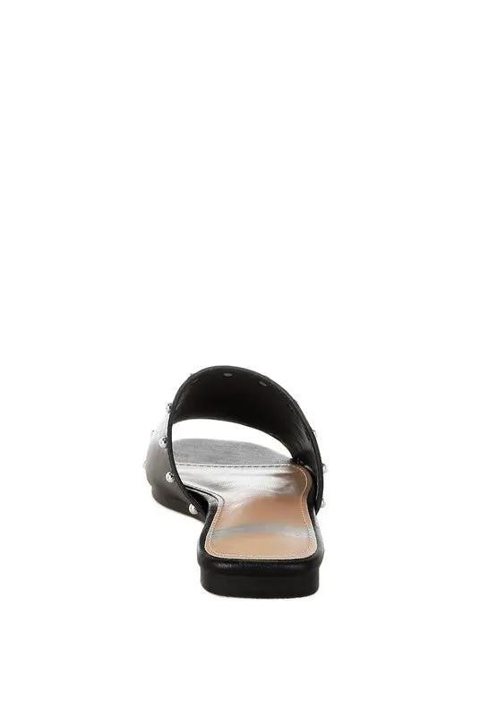 Renaldi Genuine Leather Studded Slip-On Flats for Women - Love Salve